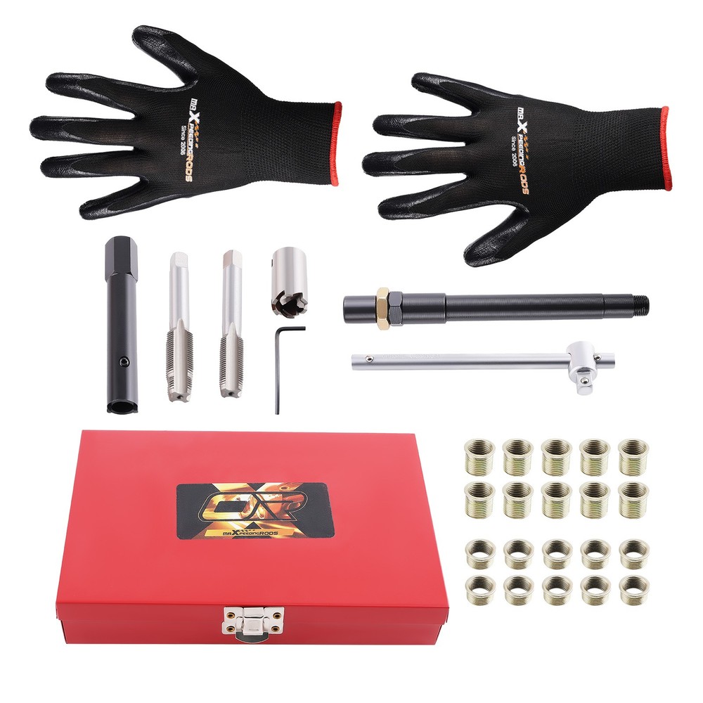 26pc 14mm Spark Plug Thread Tool Set - Fix Stripped Holes in Engine Blocks