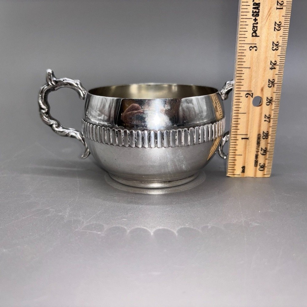 Viking Plate EP Copper Sugar Bowl Silverplate Double Handle Canada Vintage MCM