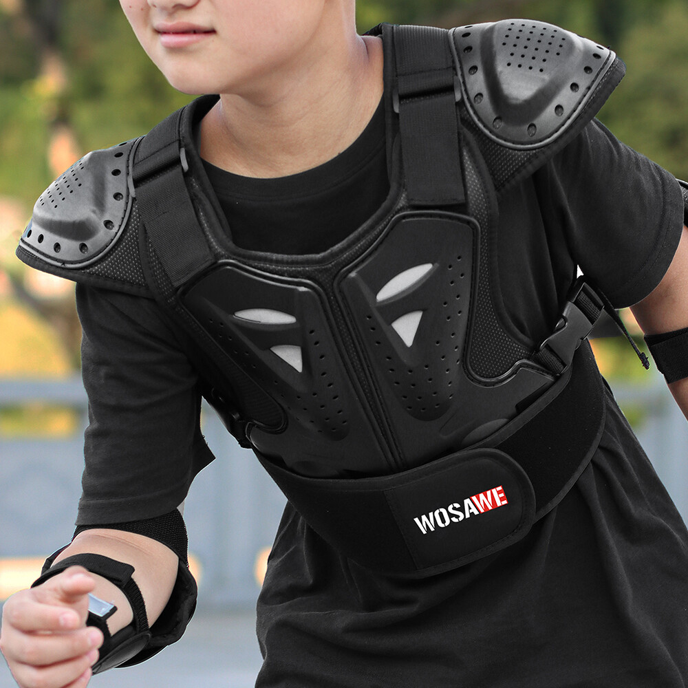 WOSAWE Motorcycle Ski Chest Armor Protector Back Protective Vest Guards Kids