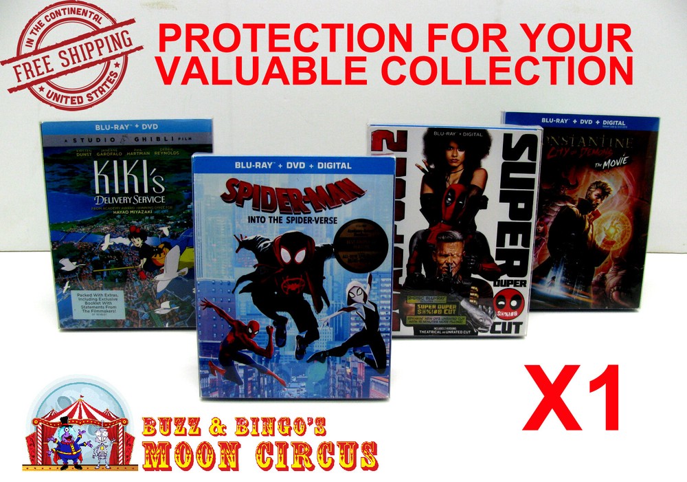 1x BLU-RAY WITH SLIPCOVER SMALL (SIZE BR2) - CLEAR PLASTIC BOX PROTECTOR SLEEVE
