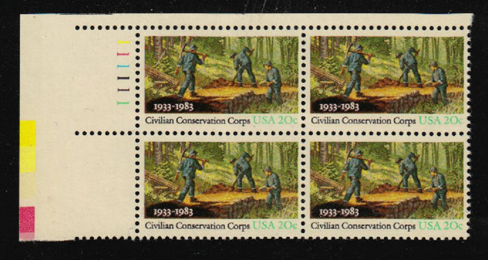 Scott #2037 . 20 Cent .. Plate Block ...Conservation Corps