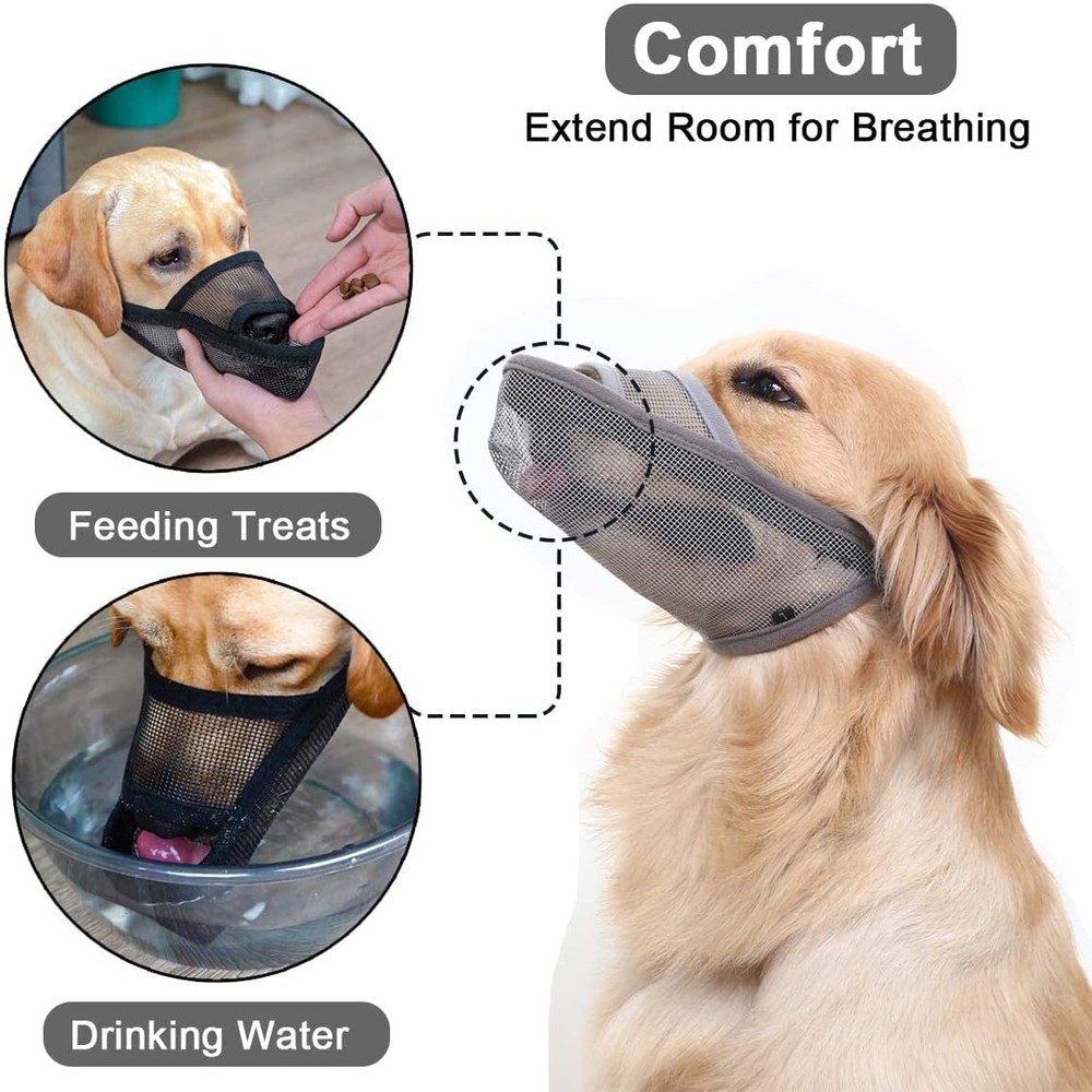 Nylon Dog Muzzle for Small Medium Large Dogs Air Mesh Breathable and Drinkabl...