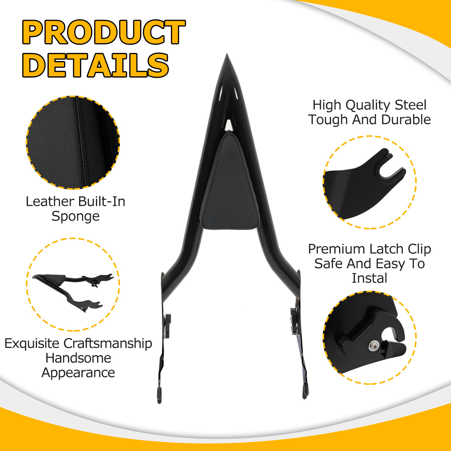 28" Passenger Backrest Sissy Bar For Harley Touring Electra Glide 2009 -2024