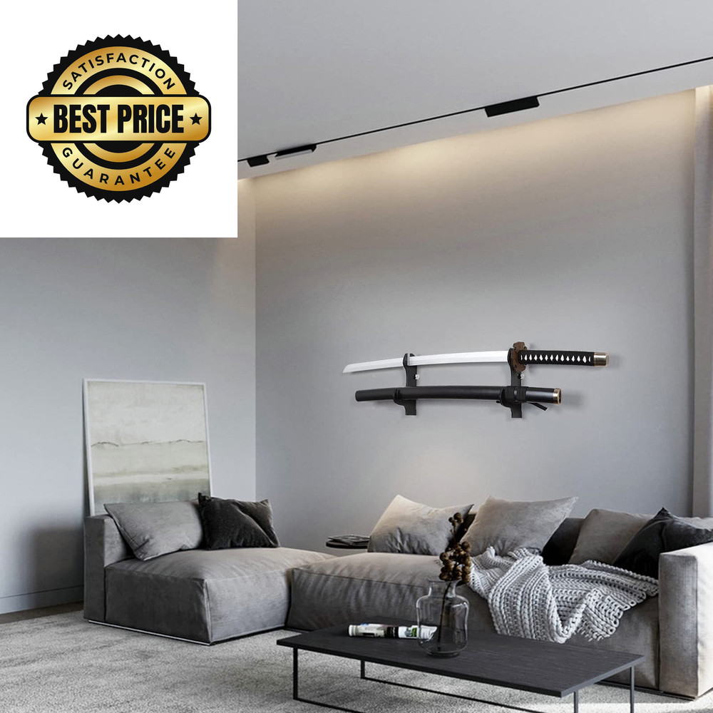Samurai Sword Wall Mount - Katana Stand (Black) 2 Tier Plexiglass Black 1 set