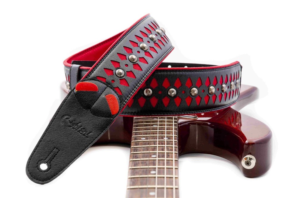 RightOn! Armour Design Guitar Strap; Red