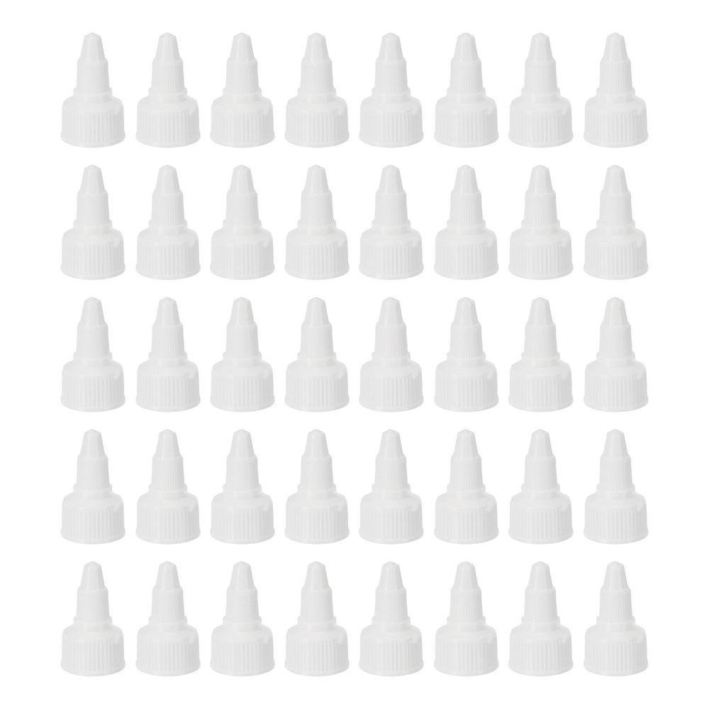 40Pcs 20/410 Plastic Ribbed Edge Squeeze Bottle Replacement Caps, White