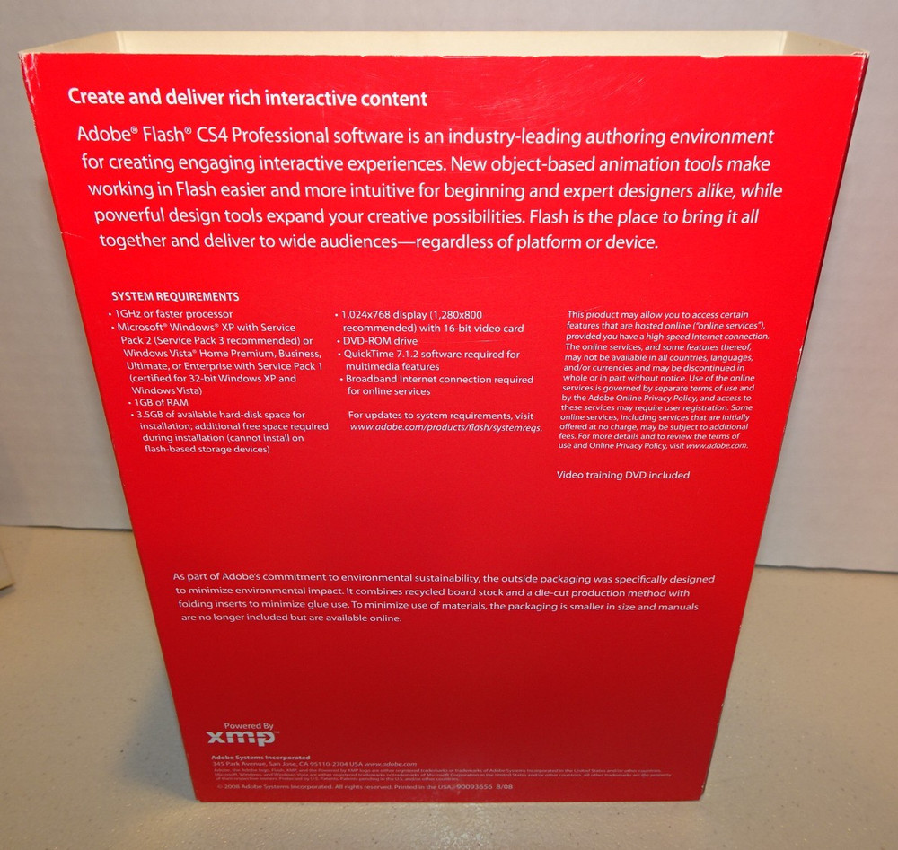ADOBE FLASH CS4 PROFESSIONAL, Adobe Creative Suite 4, WINDOWS, Orig Pkg Serial #