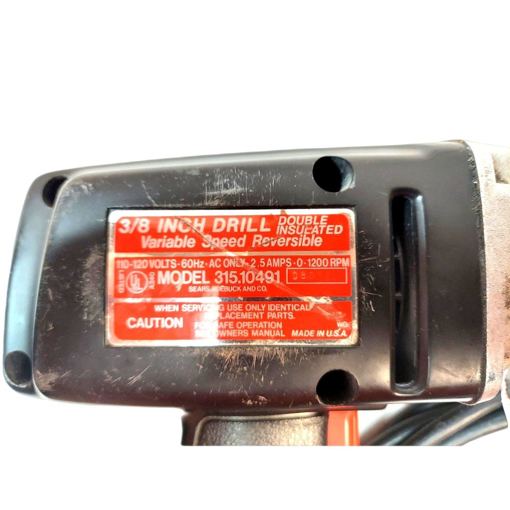 Sears Craftsman 3/8" Drill Corded Variable Speed Reversible Model 315.10491