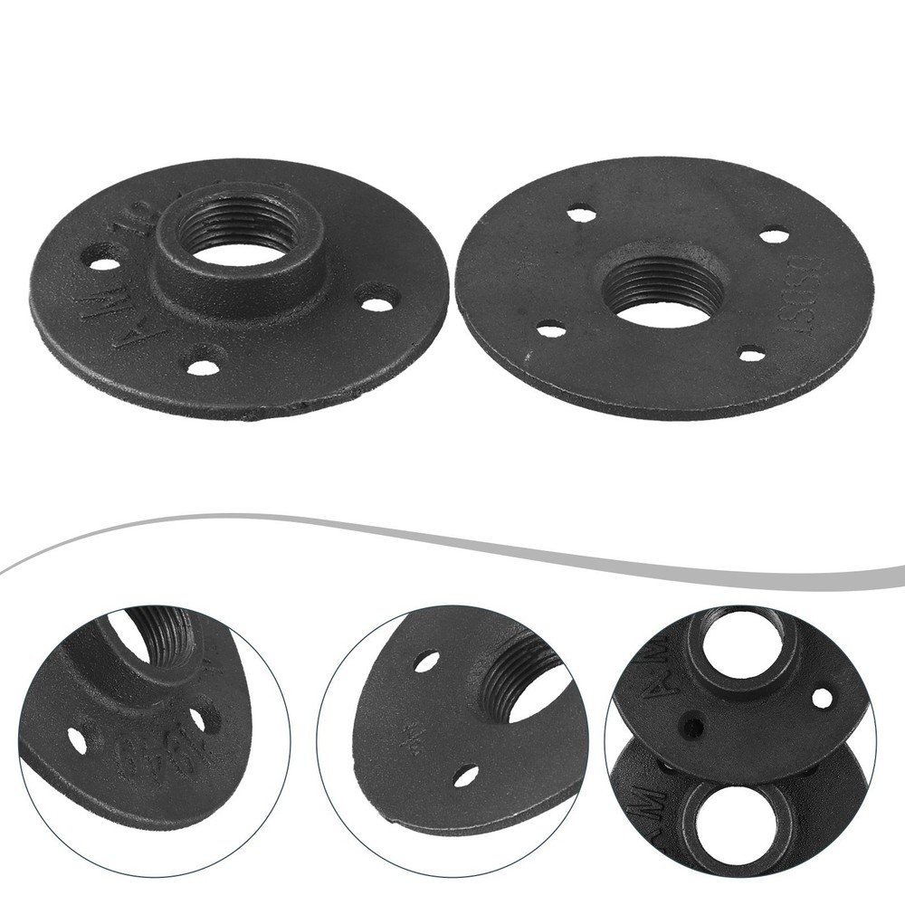 3/4 Black Painted Floor Flange with Threaded H 2 Pack Strong Connection