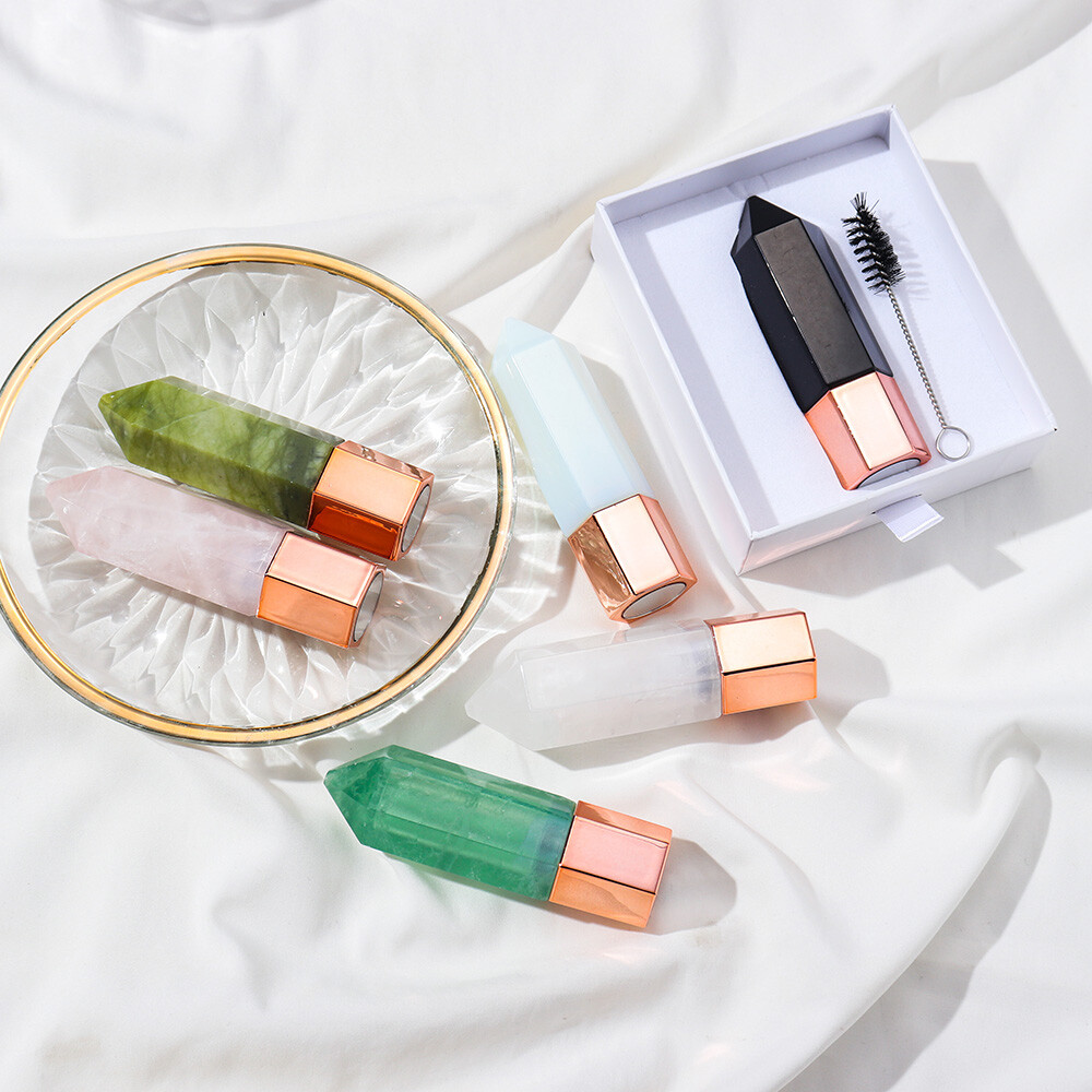 Essential Oil Roller Vial Natural Crystal Quartz Perfume Empty Bottle 8-10ML