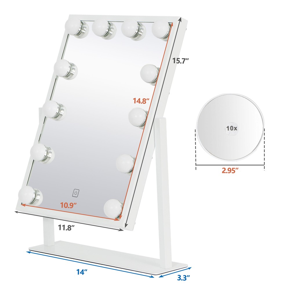 Makeup Mirror Vanity Mirror Hollywood Table Top with 12 LED Dimmable Bulb