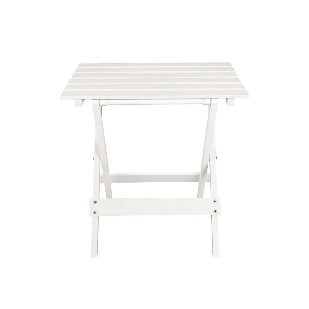 Small Solid Wood Folding Side Table 2-Piece Set White Portable Patio Outdoor
