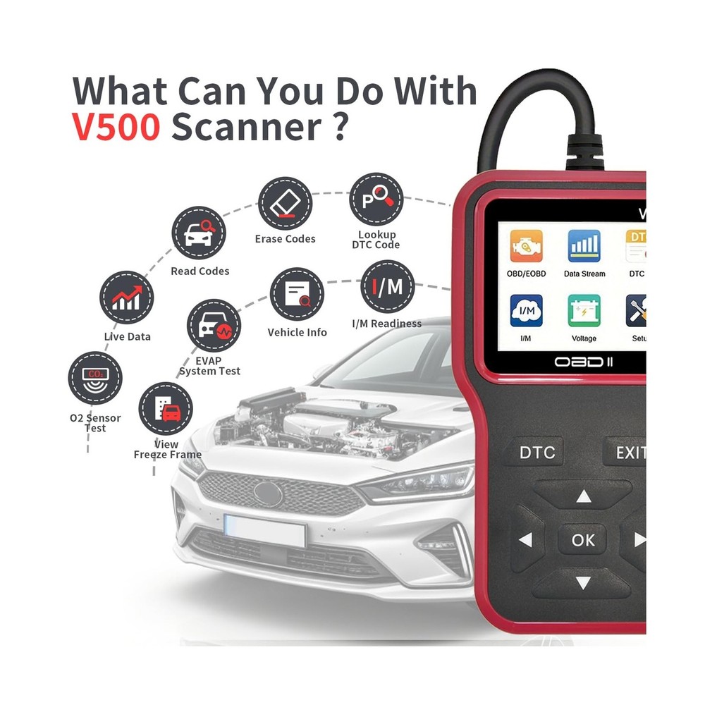 OBD2 Scanner Diagnostic Tool - Check Engine Light Code Scanner Tool with Rese...