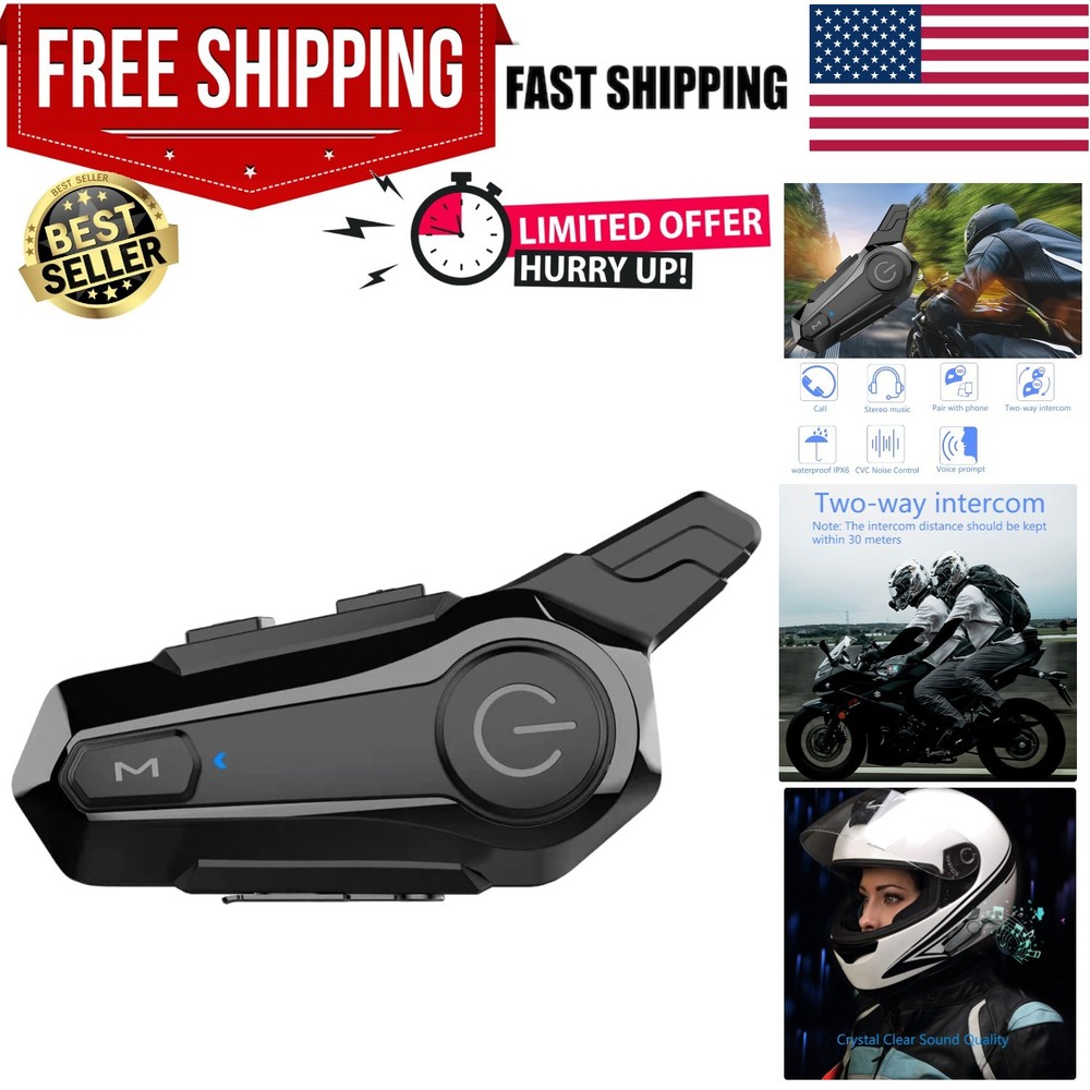 Motorcycle Headset E1 Helmet Intercom Headset with CVC Noise Cancellation Ste...
