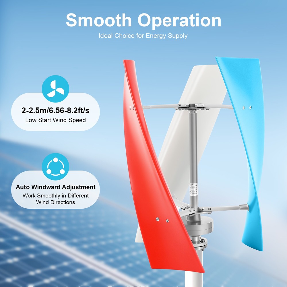 400W 24V Vertical Axis Wind Power Turbine Generator Controller Home Windmill Kit