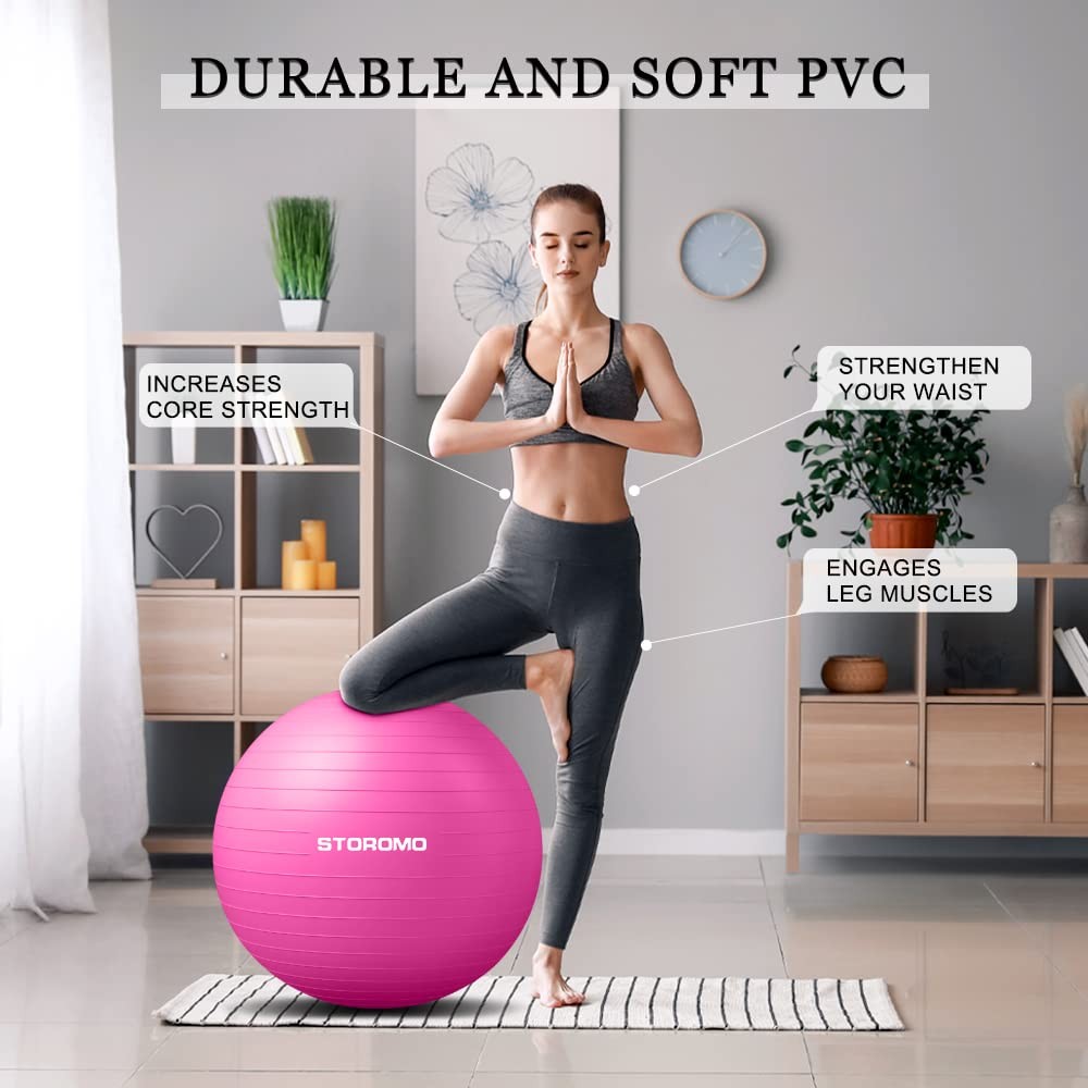 Exercise Ball,Yoga Ball(with Exercise Tutorial)，Extra Thick Non-Slip,Holds 25...