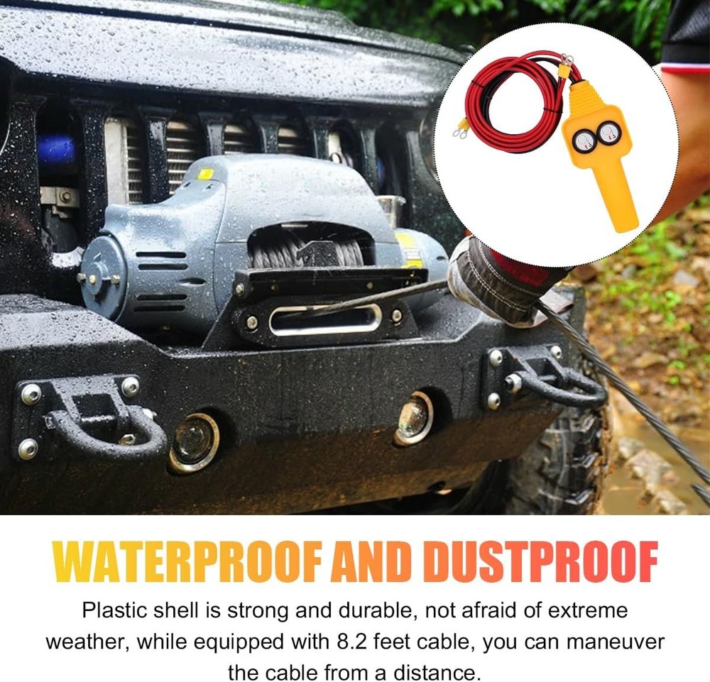 Winch Controller, Push Button Remote,Pulls 1500lbs to 5000lbs,12V Electric Winch