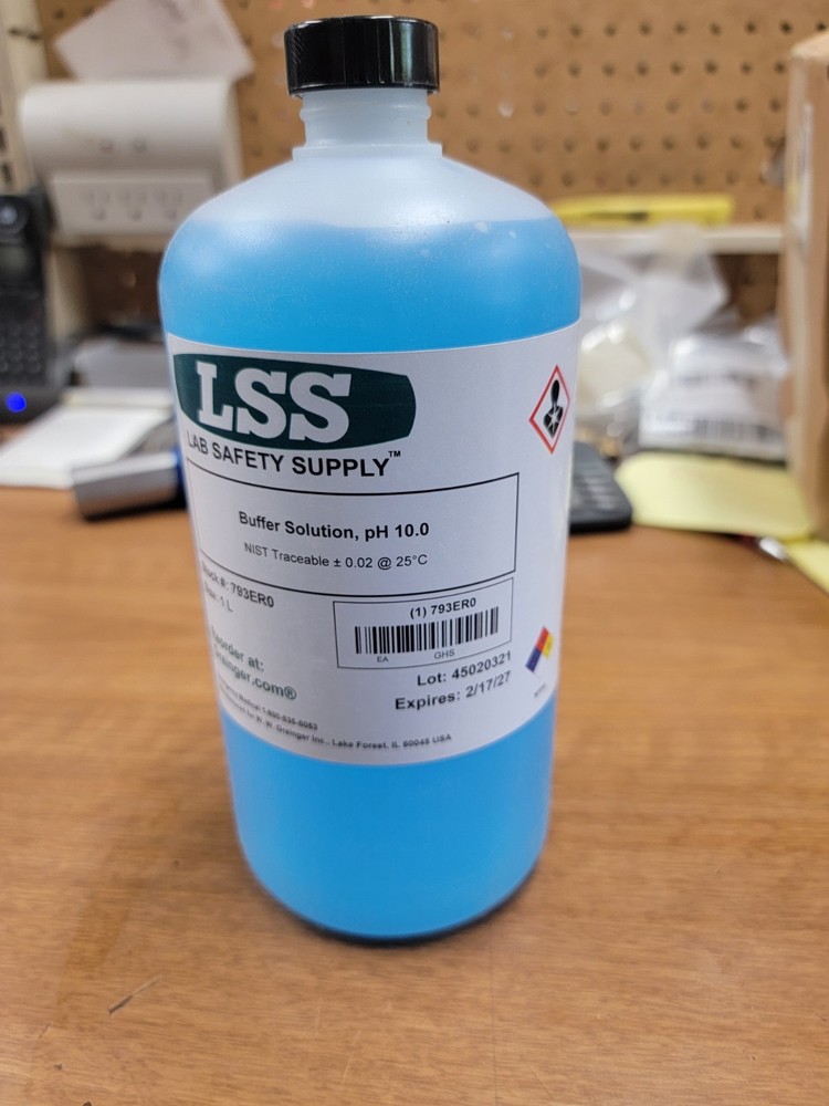 Lab Safety Supply 793ER0 Buffer Solution,pH 10.00,1L,Plastic 793ER0
