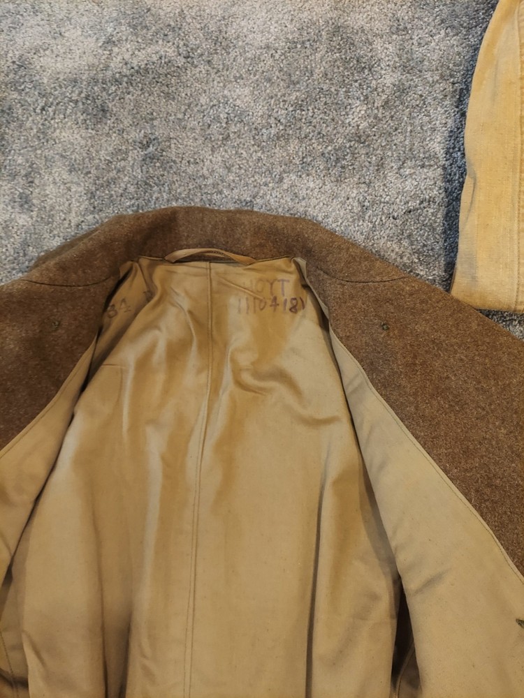 WWII Uniform Grouping - WW2 Sergeant Uniform Set - Jacket, Pants, Overcoat Etc