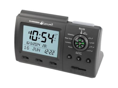 Athan Clock, Azan Table Clock, Athan Ramadan Clocks Black Color Complete Azan