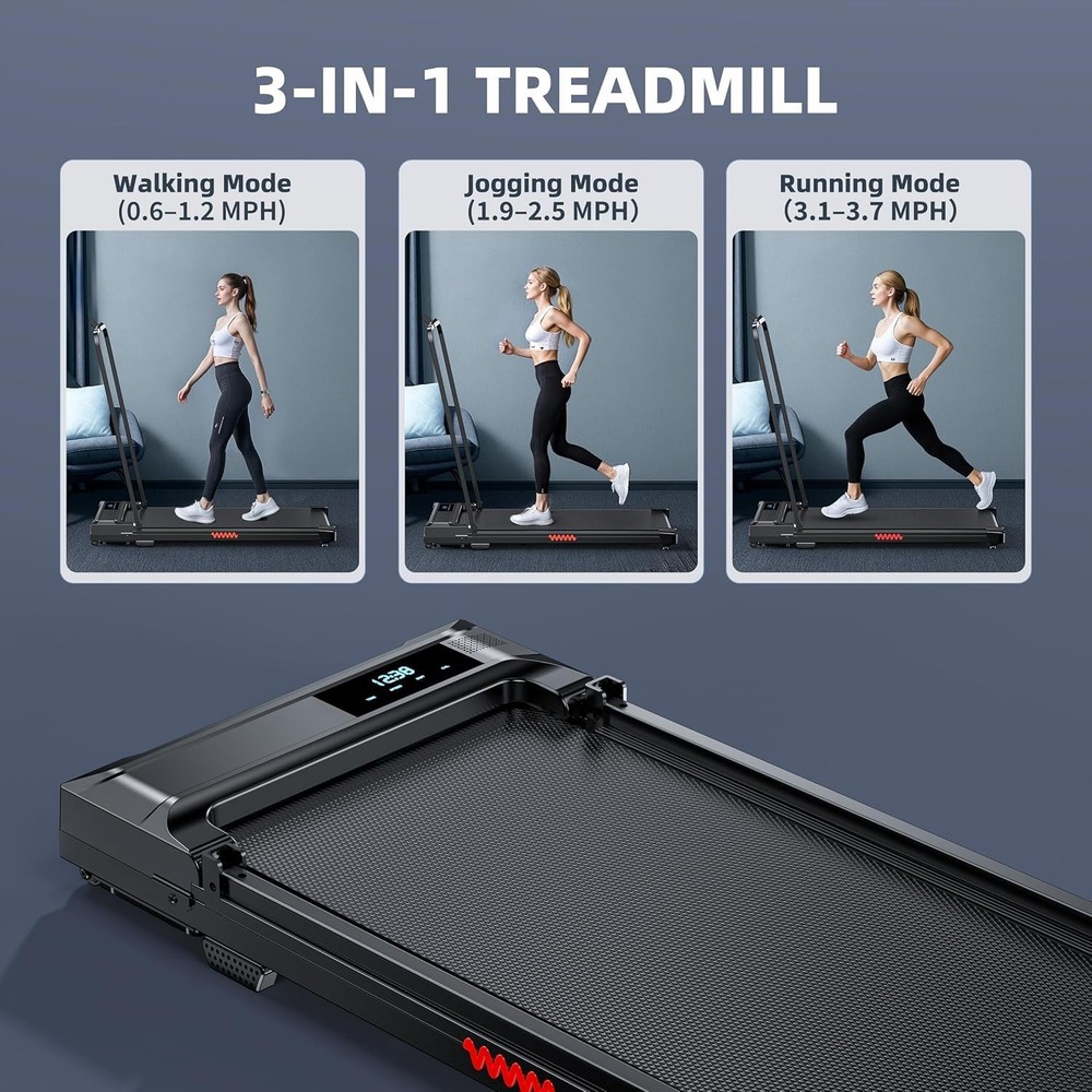 Walking Pad Treadmill for Home - Folding Treadmills with Handle Medium, Black