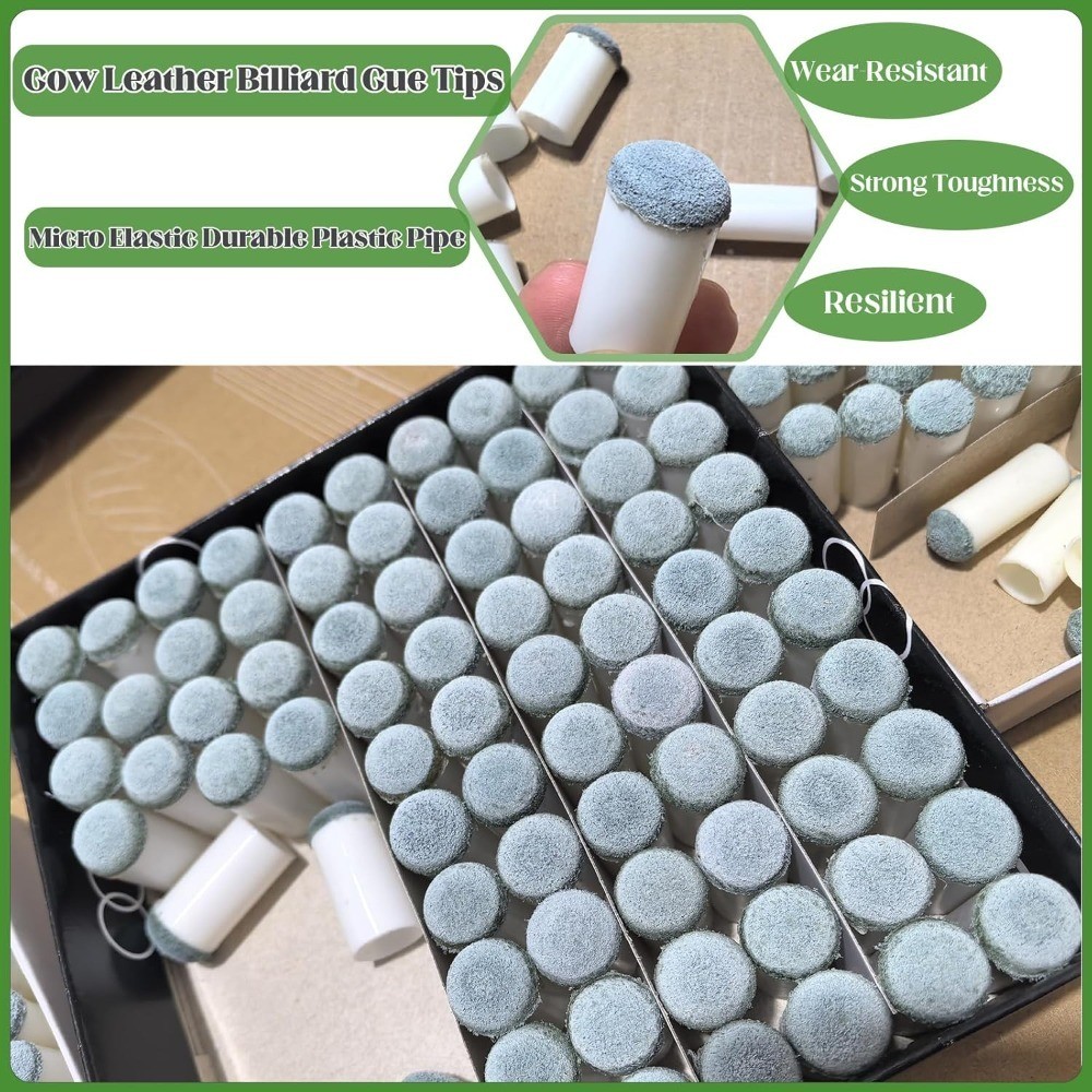 20pcs Slip On Pool Cue Tips, 4 Sizes Pool Queue Stick Tips Replacement Kit,