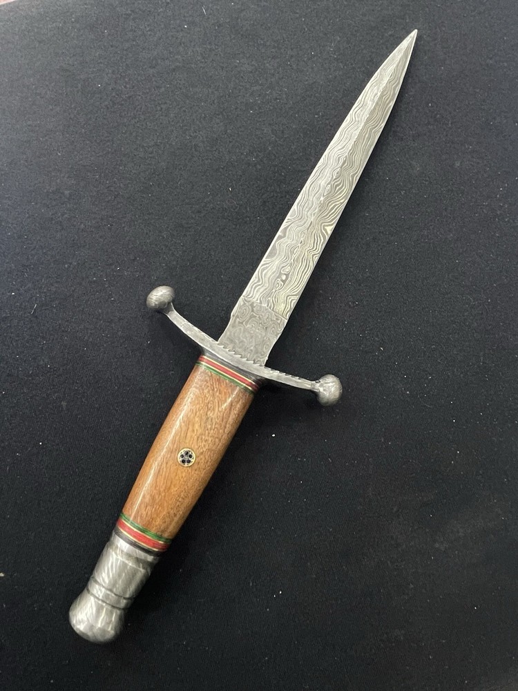 Custom Damascus Blade Dagger Knife with Sheath 9 1/4" Blade