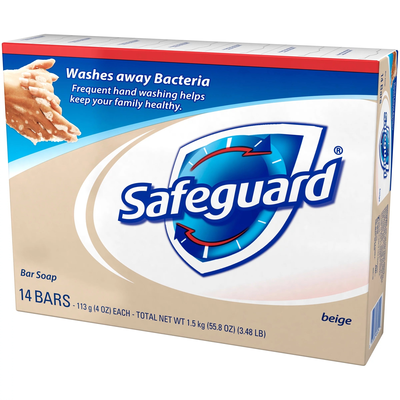 Safeguard BEIGE Bar Soap for Men & Women. Eliminates Bacteria. 14 Bars, 4.0 oz E
