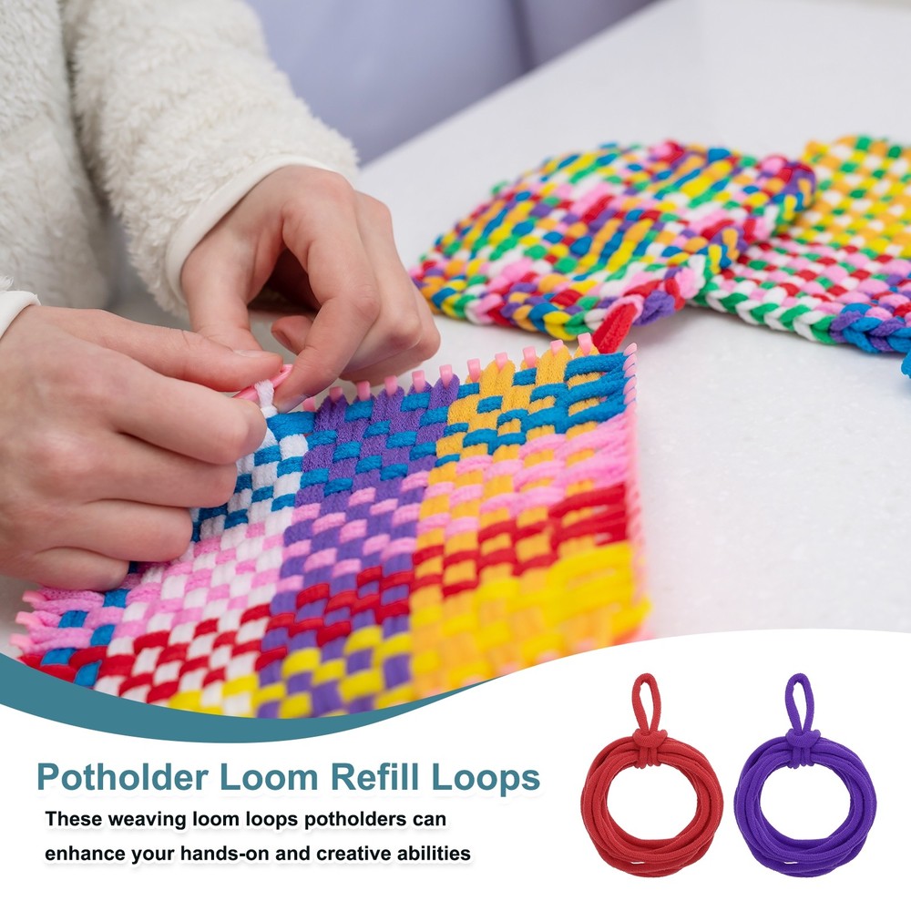 100 Pcs Potholder Loom Refill Loops, Elastic Potholder Weaving Loops, Yellow