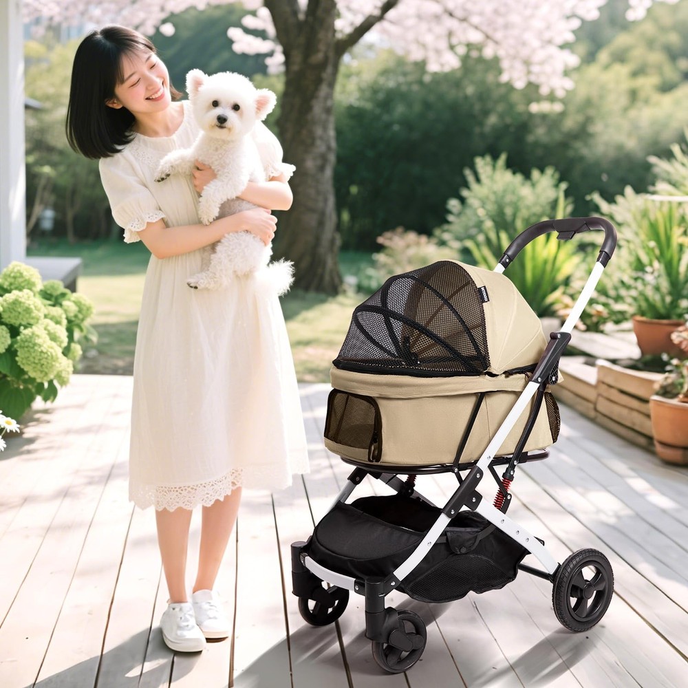 Pet Stroller for Medium Small Dog & Cat, Foldable Lightweight Dog Stroller wi...