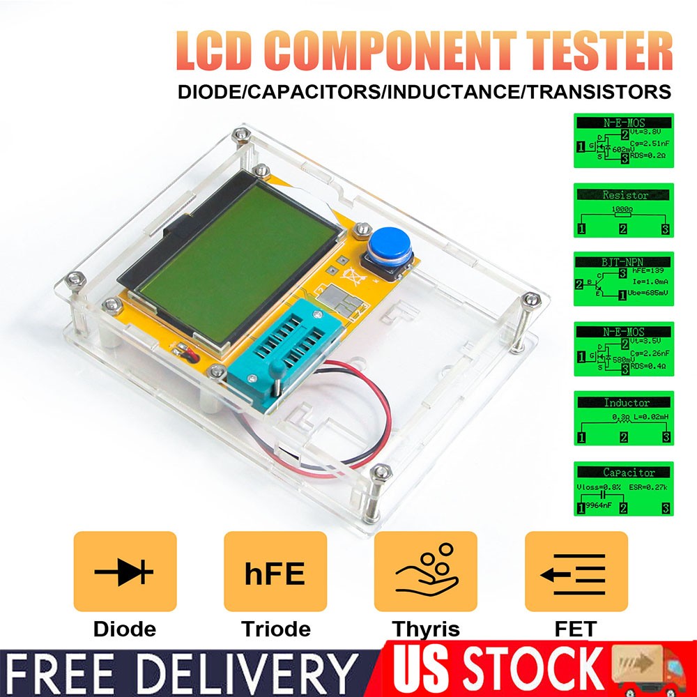 LCR-T4 Component Tester Transistor Diode Capacitor Resistor Inductor LCD MeterUS