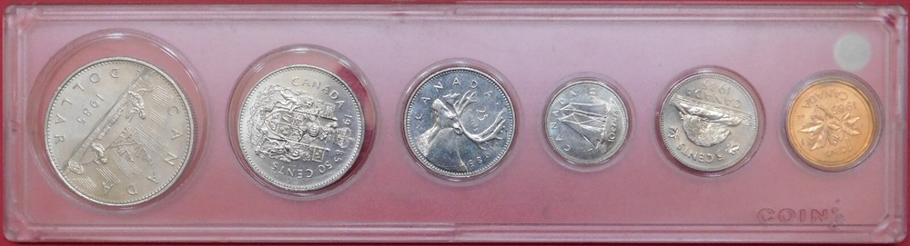 Uncirculated 1985 Canada 6 Coins Plus Snap Lock Folder