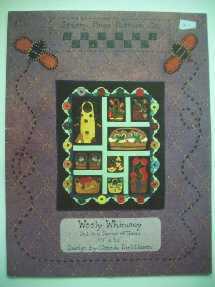 Wooly Whimsey applique quilt pattern flower baskets