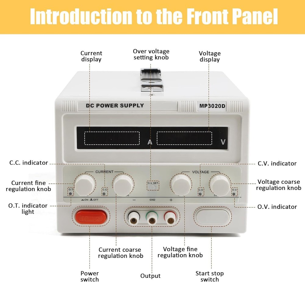 MP3020D 30V 20A DC Power Supply Variable Adjustable High Precision Digital Cord
