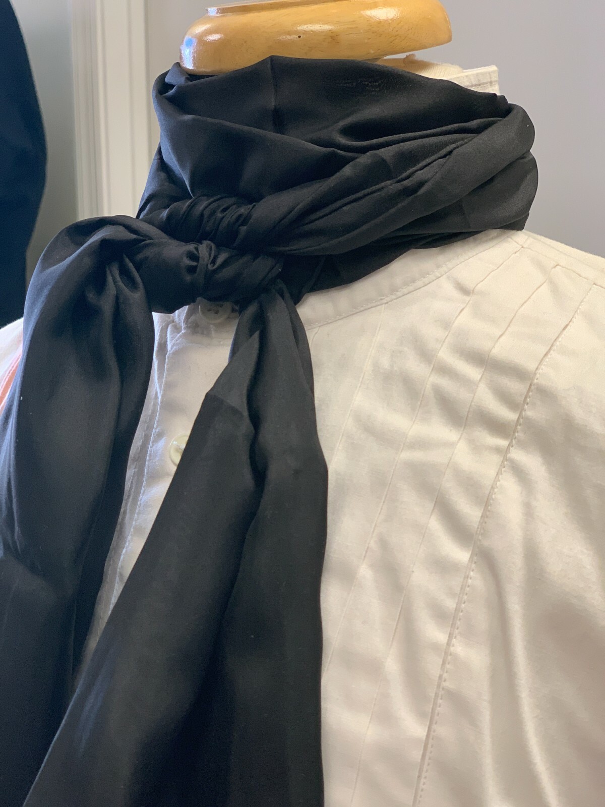 18th Century, Rev War Man's Black 100% Silk Neckerchief Cravat - 11" X 60" - NEW