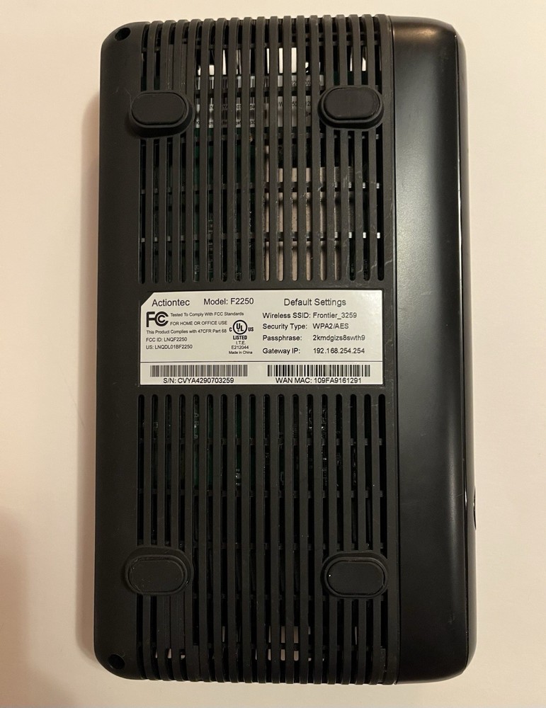 Frontier Actiontec F2250 DSL Modem Router Combo