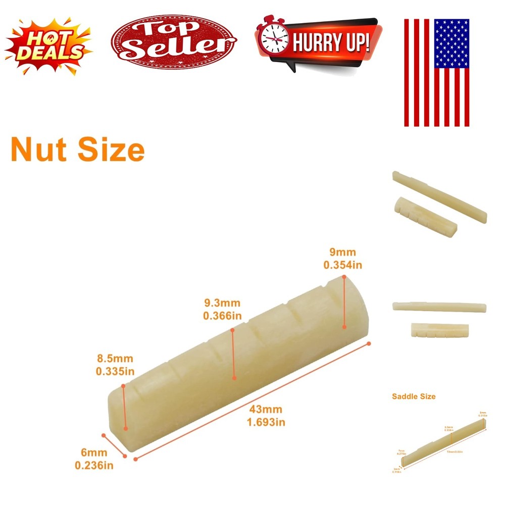 Unbleached Bone Guitar Bridge Saddle & Nut Set