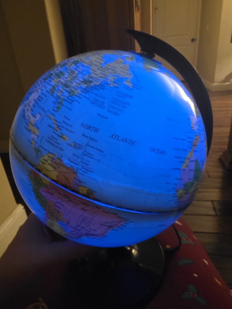 Illuminated Tabletop Globe Multicolor Political Map Modern Rotating Plastic