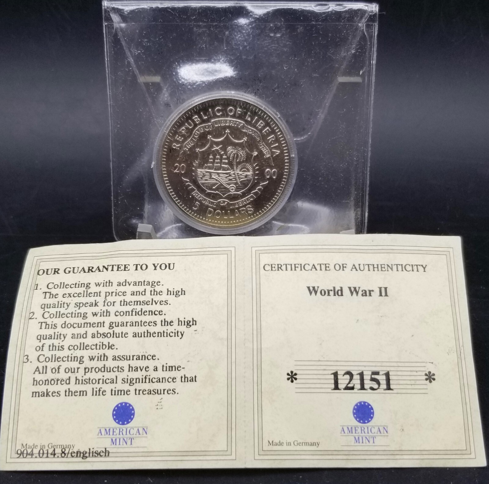 2000 Liberia 5 Dollars Attack on Pearl Harbor Uncirculated BU Coin #12151