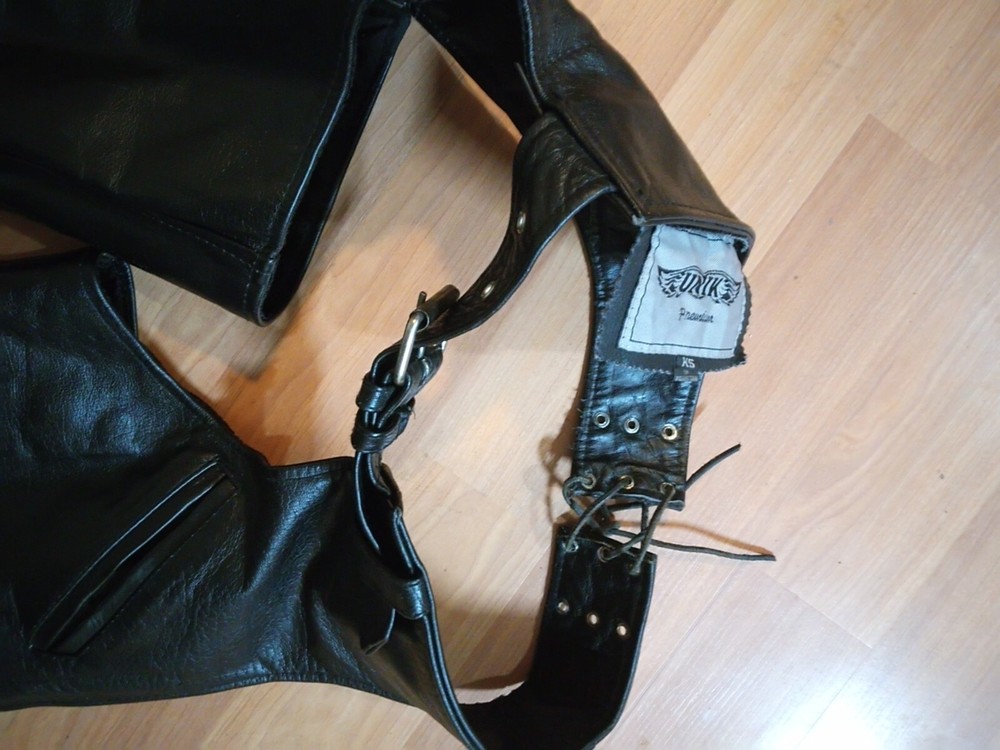 Black Unik Premium Leather Biker Chapss
