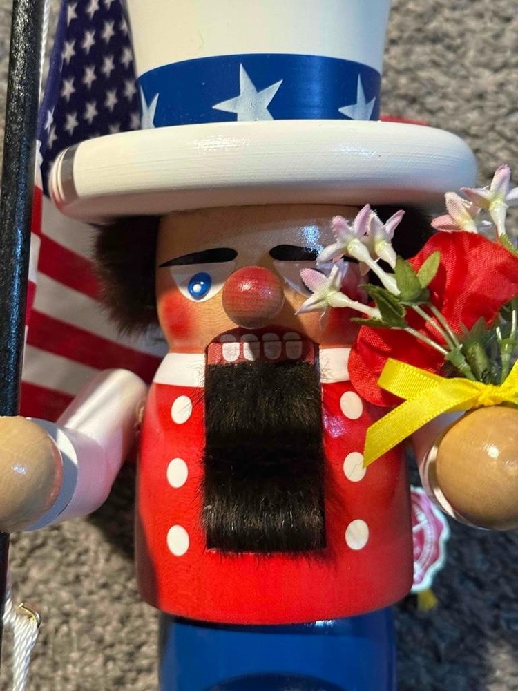 Steinbach Uncle Sam Patriotic American Flag Nutcracker 12" Handmade Germany