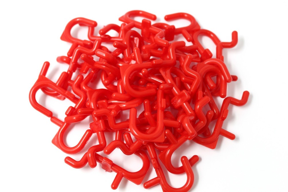 Plastic Red J Hook Peg Board Hook Kit Tool Storage Craft Hooks Pick A Pack