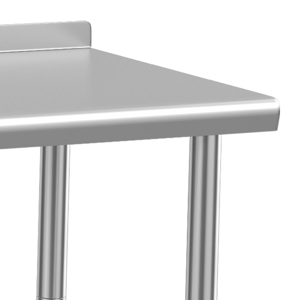 30" Work Table Stainless Steel Undershelf Kitchen Prep Backsplash w/ Hook Wheels