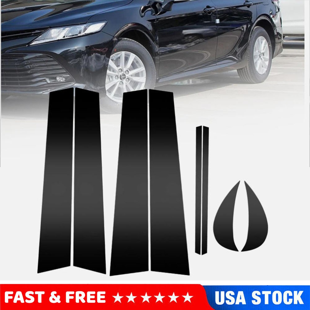 8pcs Gloss Black Door Window Pillar Post Cover Trim For Toyota Camry 2018-2021