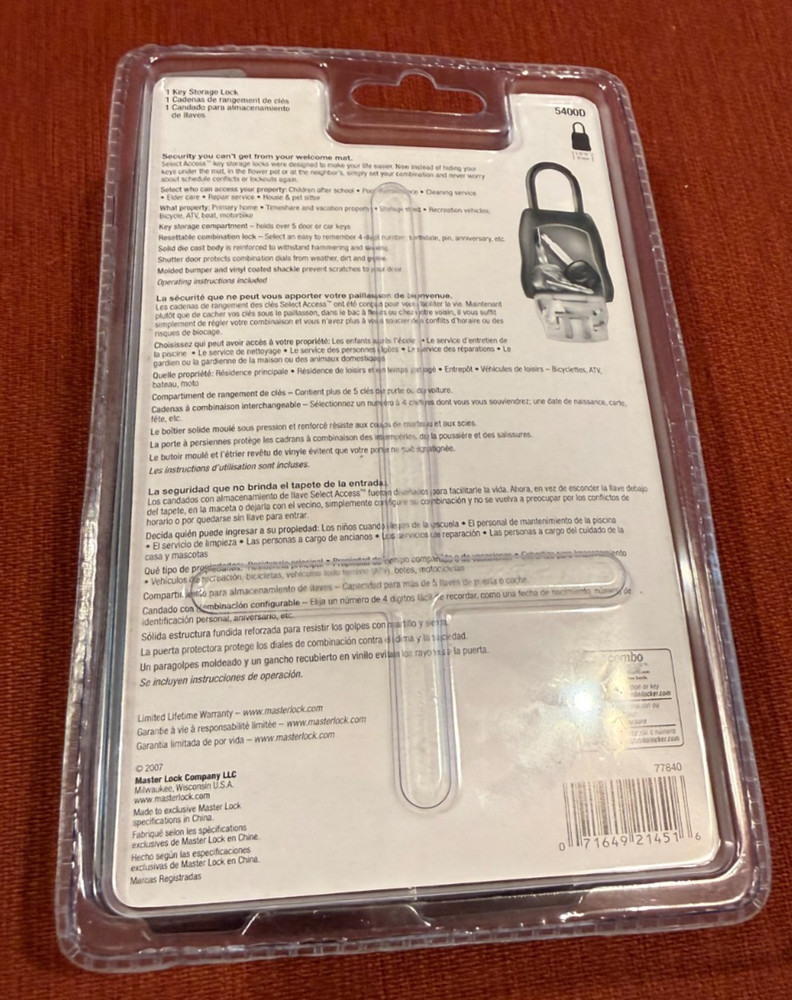 Brand New Master Lock 5400D Portable Lock Box Combination Dial