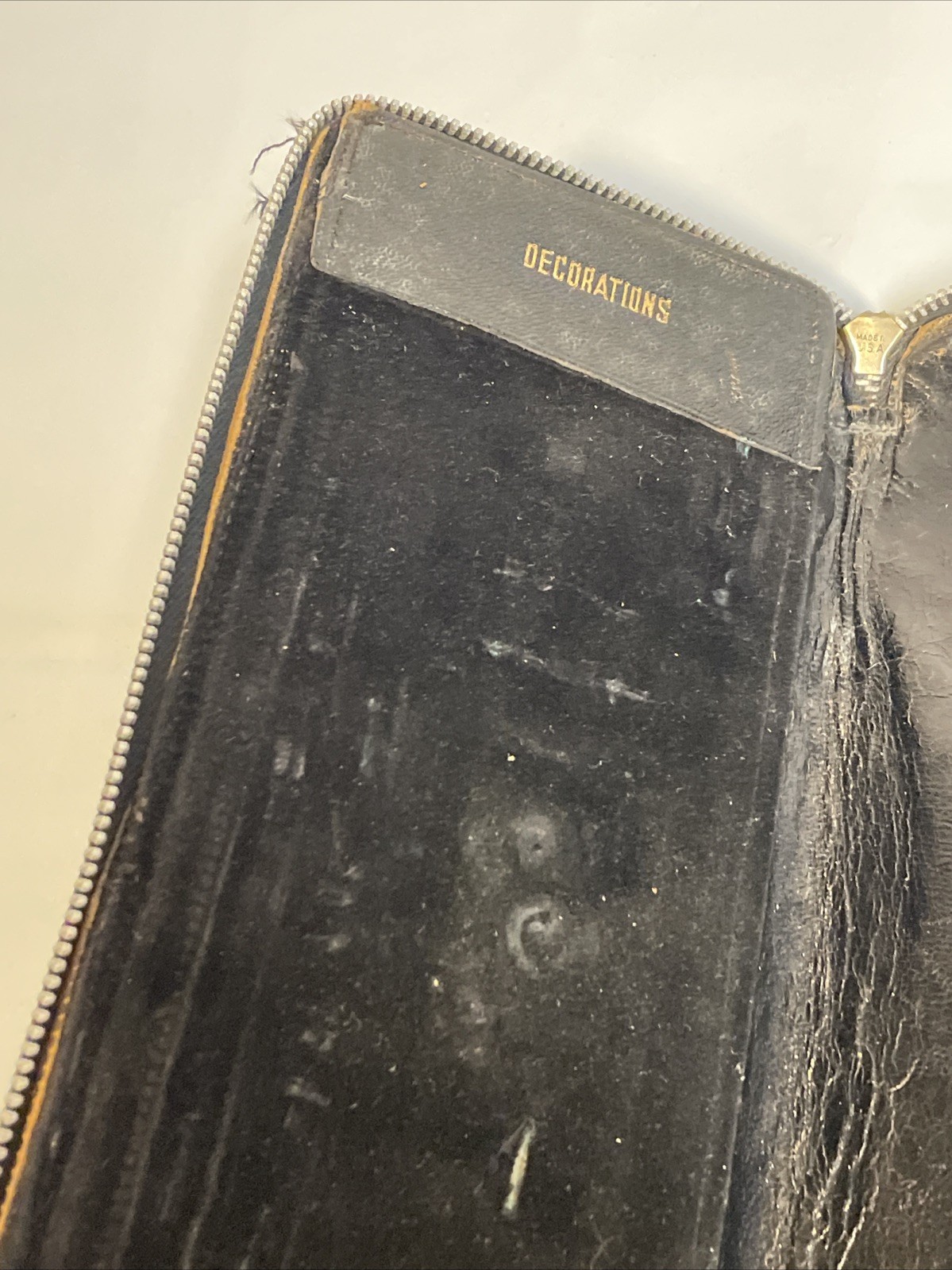 WW2 War Service Record Leather Wallet Diary Document Holder Black Zipper Vtg