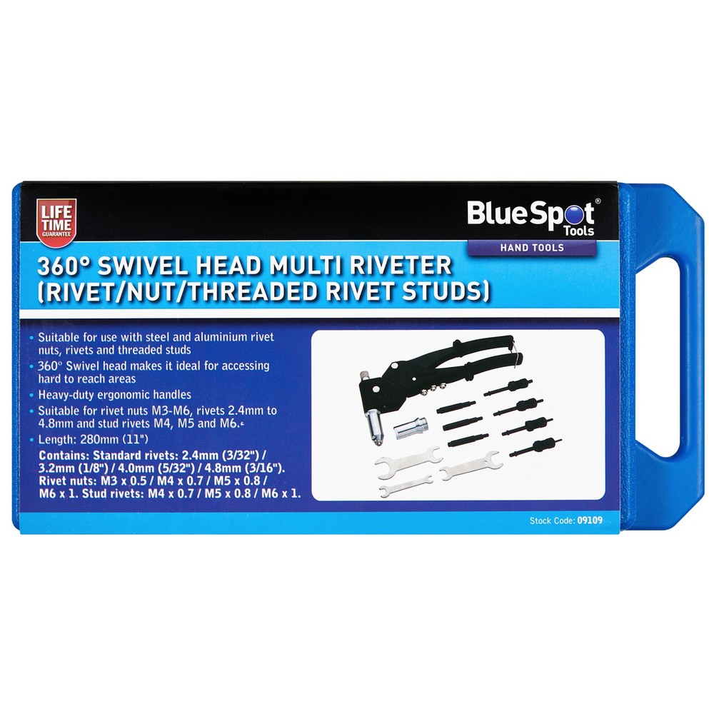 BlueSpot Multi Riveter 360° Swivel Head Rivet Gun Rivet Nuts Rivets Stud Rivets