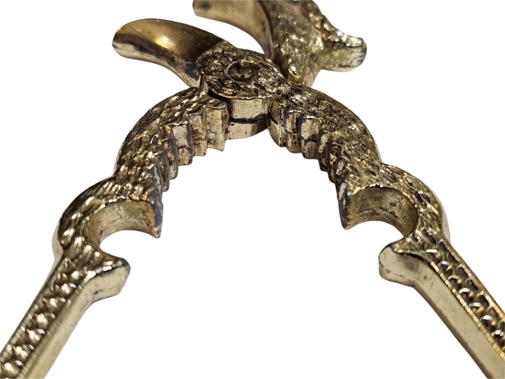 Figural Eagle Head Decorative Nut Cracker Bottle Opener Kitchen Tool Gold Tone