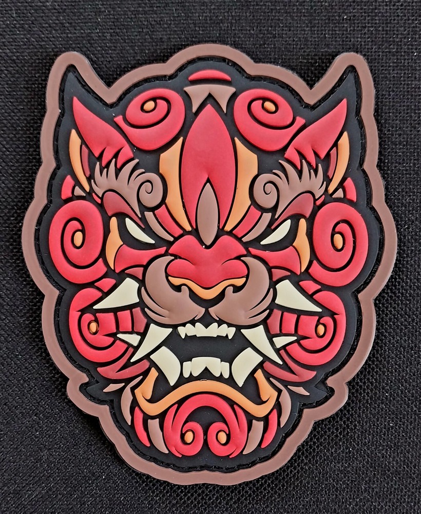 3D PVC Hook Backing Morale Military Patch ~ MSM FIRE FOO DOG HEAD (B)