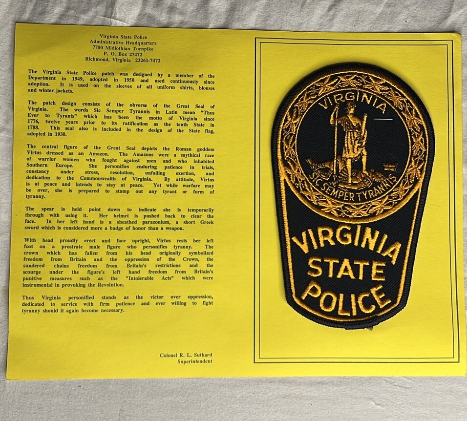 Virginia State Police Patch for a Collector